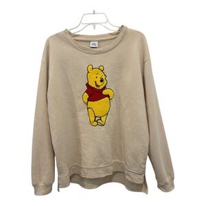Disney Winnie Pooh Top‎ Womens XXL Ivory Plush Graphic Sweatshirt Pullover Crew